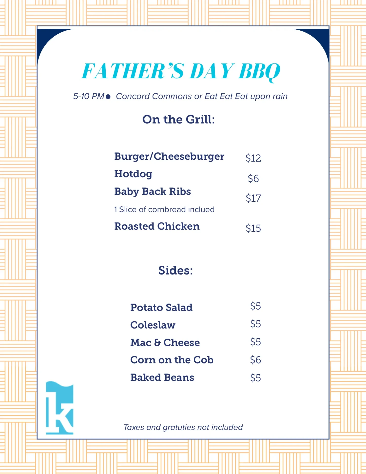 Father's Day BBQ Menu